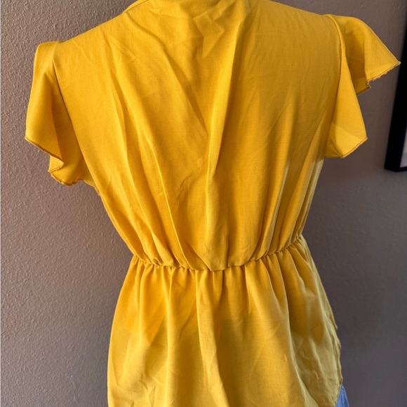 Women's Yellow Ruffle Sleeve Top - Picture 13 of 14